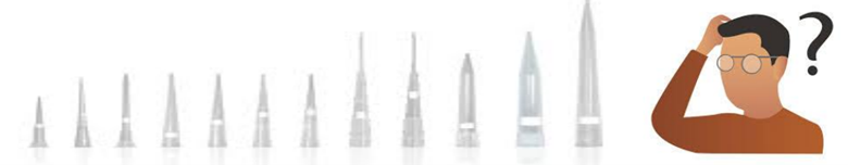Different sizes and types of pipette tips
