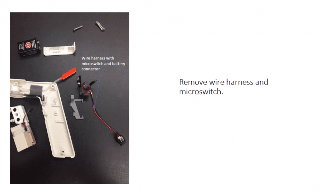 remove wire harness and microswitch