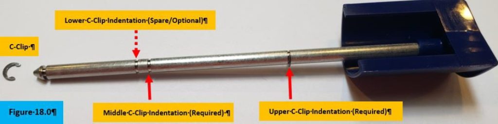 Figure 18.0. C-clip indentations on the Pipet-Lite XLS Push Rod Ejector