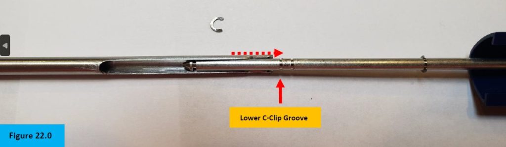 Figure 22.0. Lower c-clip groove on the Pipet-Lite XLS push rod ejector.