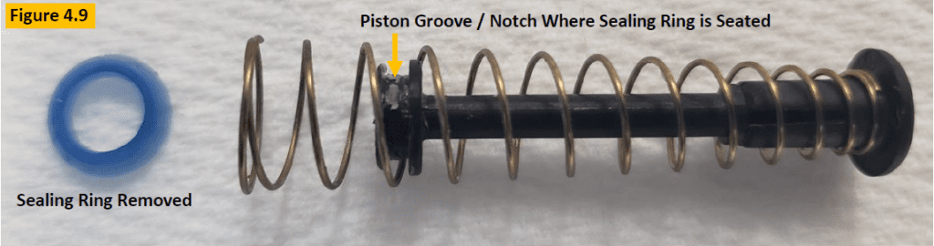 Fig 4.9, Research Plus sealing ring removed, piston groove